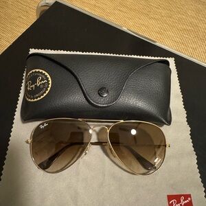 Ray-Ban Gold Frame Sunglasses with Brown Lenses